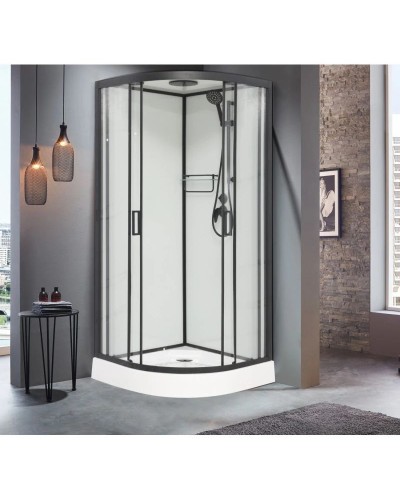 Душевая кабина 110x110x220 см Frank F410 М Black 20046 текстурное стекло