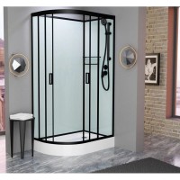 Душевая кабина 100x80x215 см Frank F418R Black 914014 прозрачное