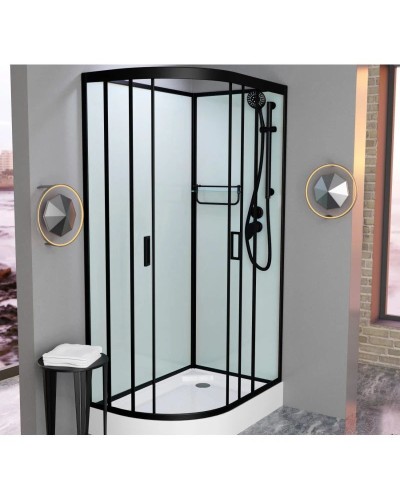 Душевая кабина 100x80x215 см Frank F418R М Black 20053 текстурное стекло