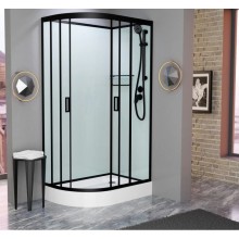 Душевая кабина 100x80x215 см Frank F418R М Black 20053 текстурное стекло