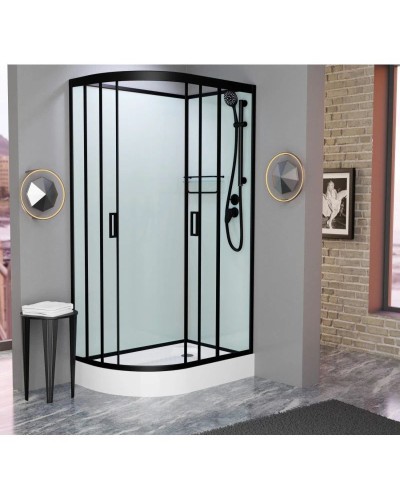 Душевая кабина 110x80x215 см Frank F411R М Black 20057 текстурное стекло