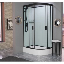 Душевая кабина 120x80x215 см Frank F412/1L М Black 20067 текстурное стекло