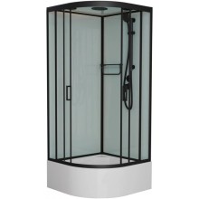 Душевая кабина 100x100x220 см Frank F400/2 М Black 20072 текстурное стекло