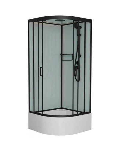 Душевая кабина 100x100x220 см Frank F400/2 М Black 20072 текстурное стекло