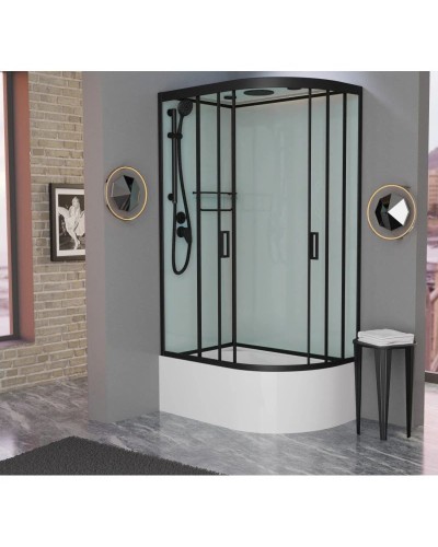 Душевая кабина 120x80x220 см Frank F412/2L М Black 20074 текстурное стекло