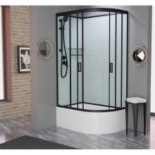 Душевая кабина 120x80x215 см Frank F412/2L М Black 20075 текстурное стекло