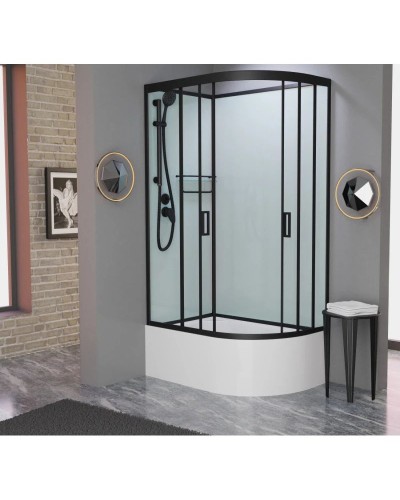 Душевая кабина 120x80x215 см Frank F412/2L М Black 20075 текстурное стекло