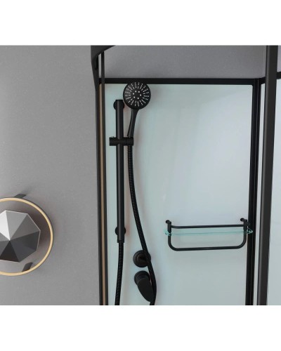 Душевая кабина 120x80x215 см Frank F412/2L М Black 20075 текстурное стекло