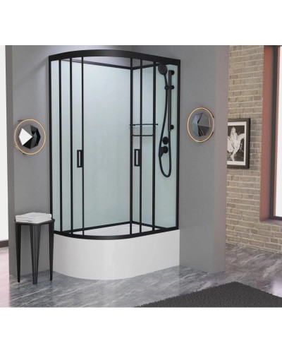 Душевая кабина 120x80x215 см Frank F412/2R М Black 20077 текстурное стекло