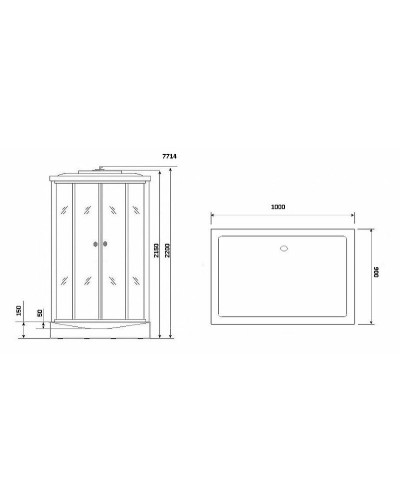 Душевая кабина Niagara Lux NG-7714G 100x90 с гидромассажем