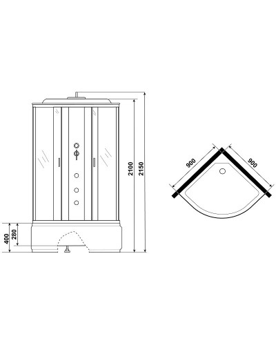 Душевая кабина Niagara Classic 90x90 NG-2308-14G с гидромассажем