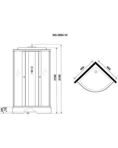 Душевая кабина 90х90х215 см Niagara E90/26/TN тонированное