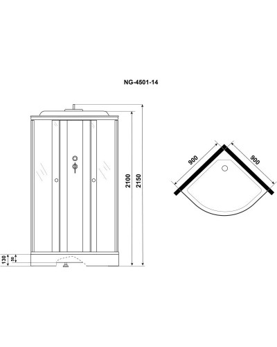 Душевая кабина 90х90х215 см Niagara E90/13/TN тонированное