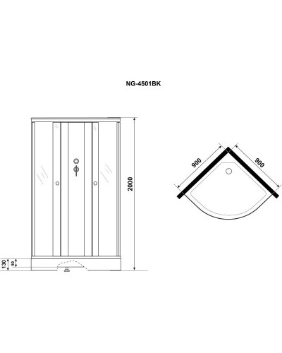 Душевая кабина 90х90х200 см Niagara E90/13/TN/BK тонированное
