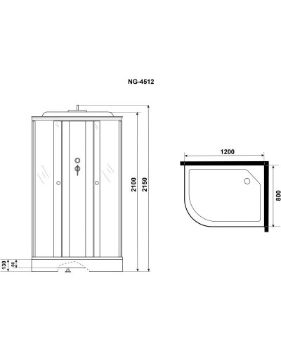 Душевая кабина 120х80х215 см Niagara E120/80/13R/TN тонированное
