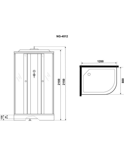 Душевая кабина 120х80х215 см Niagara E120/80/13L/TN тонированное