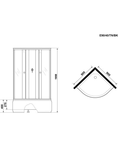 Душевая кабина 90х90х195 см Niagara E90/40/TN/BK тонированное