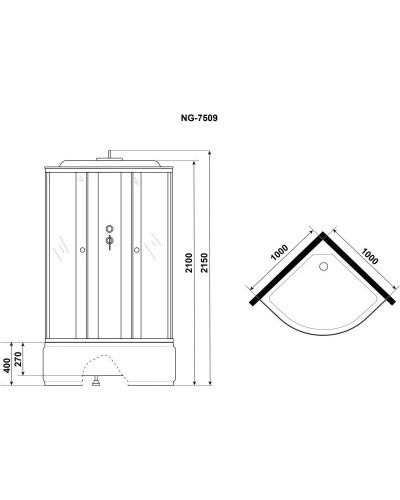 Душевая кабина 100х100х215 см Niagara E100/40/TN тонированное