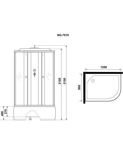 Душевая кабина 120х80х215 см Niagara E120/80/40L/TN тонированное