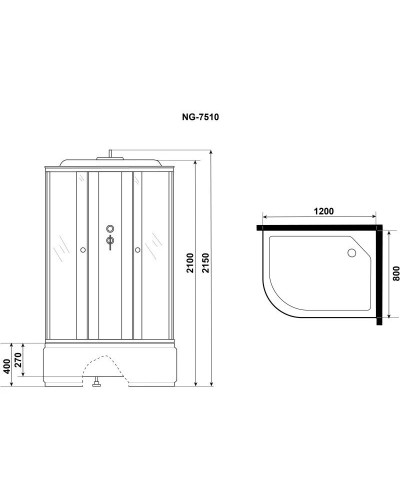 Душевая кабина 120х80х215 см Niagara E120/80/40R/TN тонированное