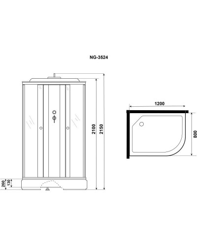 Душевая кабина 120х80х215 см Niagara E120/80/26L/TN тонированное