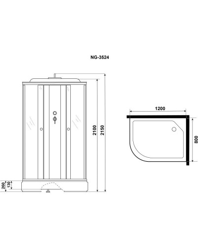 Душевая кабина 120х80х215 см Niagara E120/80/26R/TN тонированное