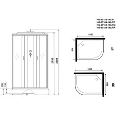 Душевая кабина 110х80х220 см Niagara NG-33184-14L матовое
