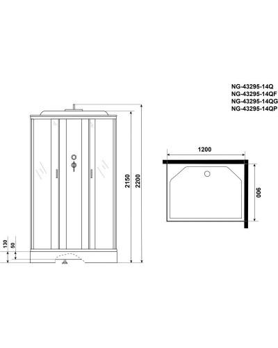 Душевая кабина 120х90х220 см Niagara NG-43295-14Q матовое