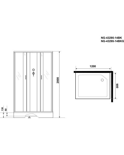 Душевая кабина 120х90х200 см Niagara NG-43295-14QBK матовое