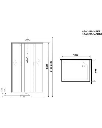Душевая кабина 120х90х240 см Niagara NG-43295-14QBKT матовое