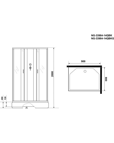 Душевая кабина 90х80х200 см Niagara NG-33984-14QBK матовое