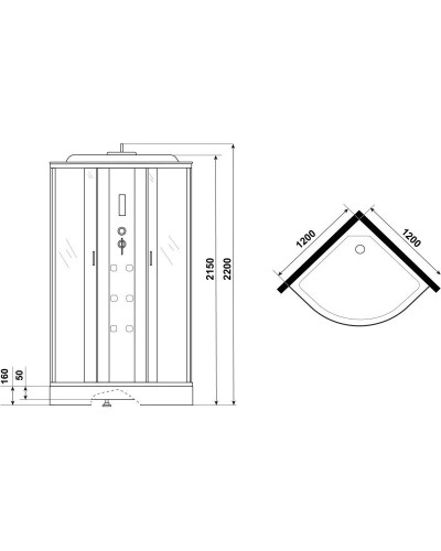 Душевая кабина 120х120х220 см Niagara NG-7012-01 интимато