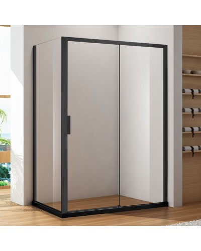 Душевая стенка Aquanet Pleasure AE60-F-90H200U-BT 90 профиль Черный стекло прозрачное