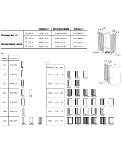 Душевая стенка Jacob Delafon Nouvelle Vague 40 E94WS40-VTG профиль Черный матовый стекло тонированное