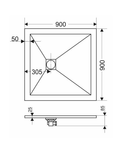 Панель для поддона 90х90 см Grossman Strong GR-S190901Q