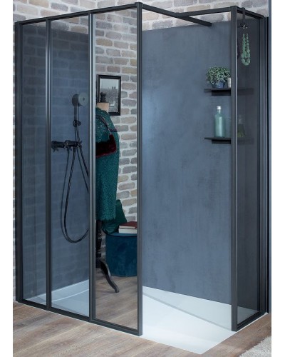 Душевая стенка Jacob Delafon Nouvelle Vague 30 E94WS30-B1 профиль Черный матовый стекло прозрачное