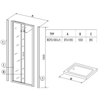Душевая раздвижная дверь Ravak Rapier NRDP2 100 L белый Transparent 0NNA010LZ1