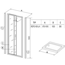 Душевая раздвижная дверь Ravak Rapier NRDP2 100 R белый Transparent 0NNA010PZ1