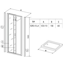 Душевая раздвижная дверь Ravak Rapier NRDP2 110 L белый Transparent 0NND010LZ1