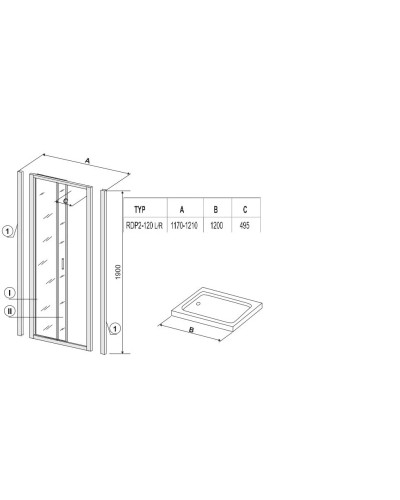Душевая раздвижная дверь Ravak Rapier NRDP2 120 L белый Transparent 0NNG010LZ1