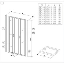 Душевые раздвижные двери Ravak Rapier NRDP4 200 сатин Grape 0ONK0U00ZG