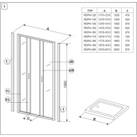 Душевые раздвижные двери Ravak Rapier NRDP4 140 сатин Grape 0ONM0U00ZG
