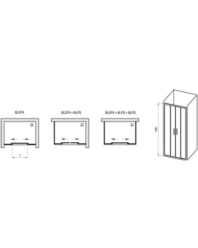 Душевые раздвижные двери Ravak Blix BLDP4 180 сатин Transparent 0YVY0U00Z1
