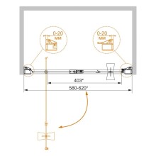 Душевая дверь распашная Cezares Rosa 60 см ROSA-BA-1-60-RO-Bi