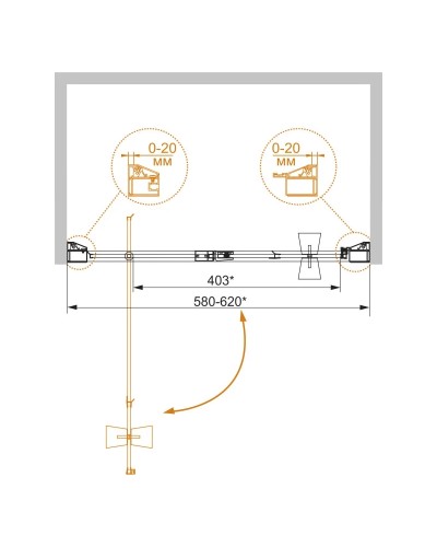 Душевая дверь распашная Cezares Rosa 60 см ROSA-BA-1-60-RO-Bi