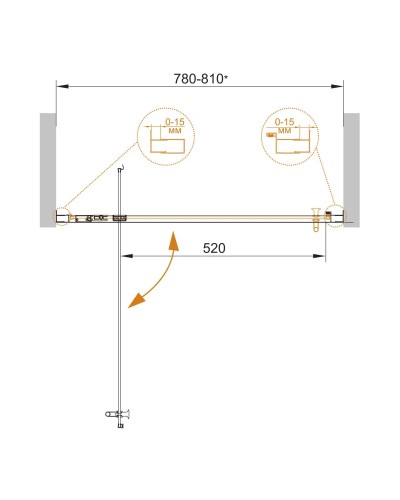 Душевая дверь распашная Cezares Eco 80 см текстурное стекло ECO-O-BA-1-80-P-Cr