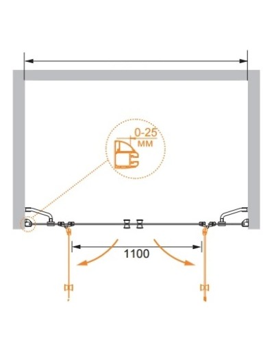 Душевая дверь распашная Cezares Verona 175 см текстурное стекло VERONA-W-B-22-180-P-Cr