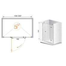 Душевая дверь распашная Cezares Verona 120 см текстурное стекло VERONA-W-B-13-30+60/30-P-Cr-R