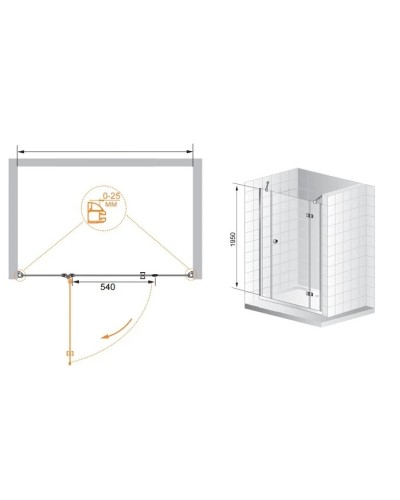 Душевая дверь распашная Cezares Verona 160 см прозрачное стекло VERONA-W-B-13-40+60/60-C-Cr