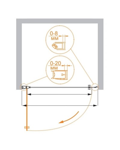 Душевая дверь распашная Cezares Elena 60 см прозрачное стекло ELENA-W-B-1-60-C-Cr
